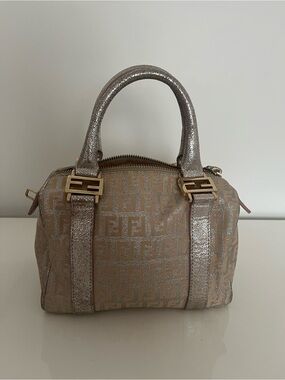 Fendi Small Boston Metallic Monogram Handbag